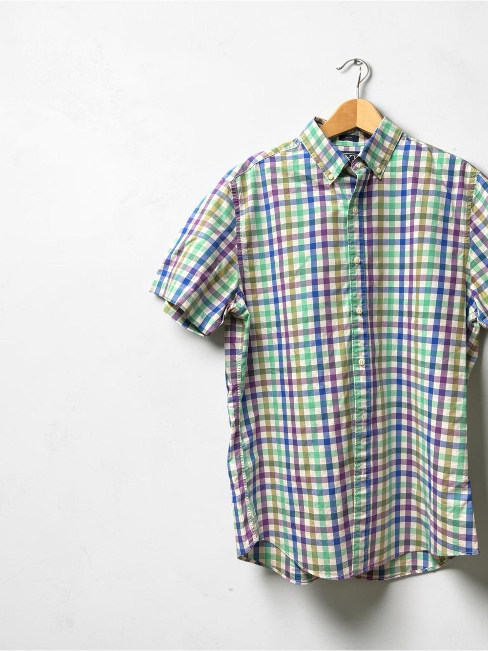 Rye Short-Sleeve Plaid Button-Down Shirt - Green/Blue/Purple